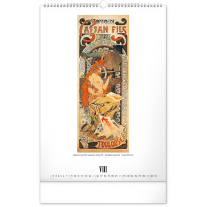 NOTIQUE Nástěnný kalendář Alfons Mucha 2027, 33 x 46 cm