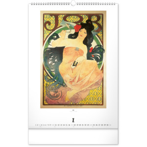 NOTIQUE Nástěnný kalendář Alfons Mucha 2027, 33 x 46 cm