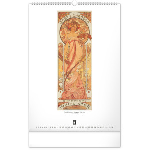 NOTIQUE Nástěnný kalendář Alfons Mucha 2027, 33 x 46 cm