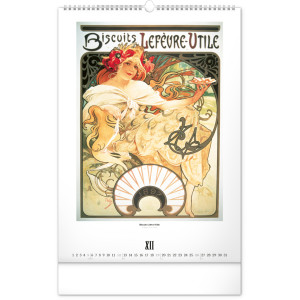NOTIQUE Nástěnný kalendář Alfons Mucha 2027, 33 x 46 cm