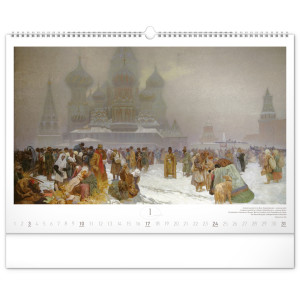 NOTIQUE Nástěnný kalendář Slovanská epopej – Alfons Mucha 2027, 48 x 33 cm