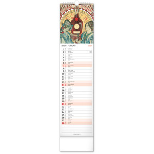 NOTIQUE Nástěnný kalendář Alfons Mucha 2027, 12 x 48 cm