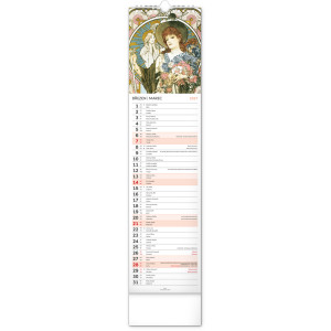 NOTIQUE Nástěnný kalendář Alfons Mucha 2027, 12 x 48 cm