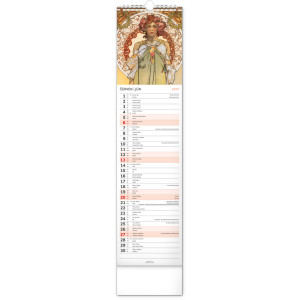 NOTIQUE Nástěnný kalendář Alfons Mucha 2027, 12 x 48 cm