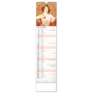NOTIQUE Nástěnný kalendář Alfons Mucha 2027, 12 x 48 cm