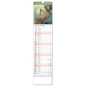 NOTIQUE Nástěnný kalendář Alfons Mucha 2027, 12 x 48 cm