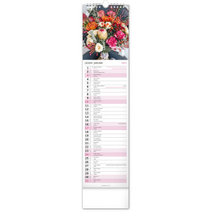 NOTIQUE Nástěnný kalendář Květiny – Kvety 2027, 12 x 48 cm