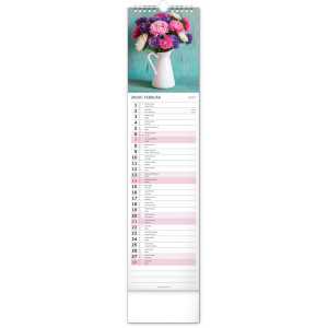 NOTIQUE Nástěnný kalendář Květiny – Kvety 2027, 12 x 48 cm