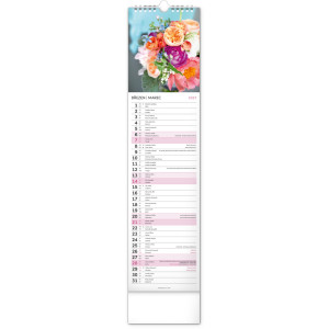 NOTIQUE Nástěnný kalendář Květiny – Kvety 2027, 12 x 48 cm