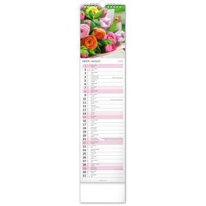 NOTIQUE Nástěnný kalendář Květiny – Kvety 2027, 12 x 48 cm