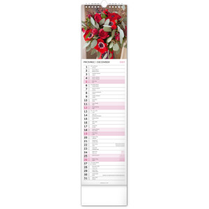 NOTIQUE Nástěnný kalendář Květiny – Kvety 2027, 12 x 48 cm