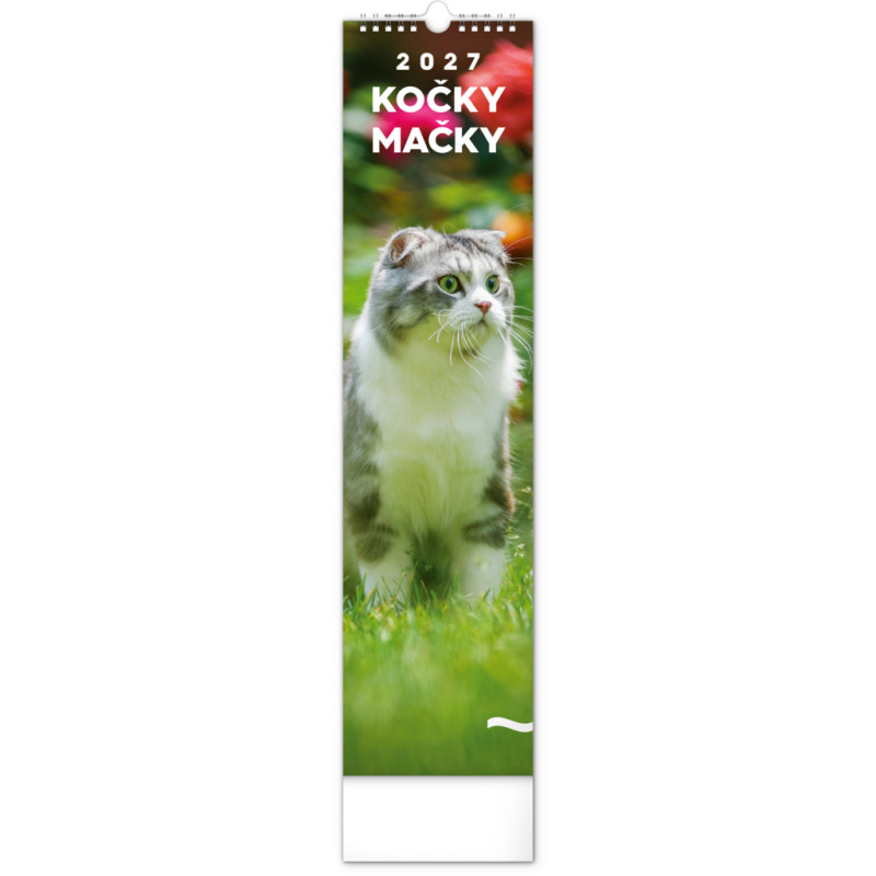 NOTIQUE Nástěnný kalendář Kočky 2027, 12 x 48 cm