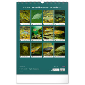 NOTIQUE Nástěnný kalendář Rybářský – Rybársky CZ/SK 2027, 33 x 46 cm