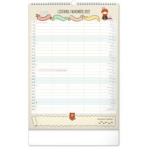 NOTIQUE Nástěnný kalendář Rodinný plánovací Harry Potter XL 2027, 33 x 46 cm