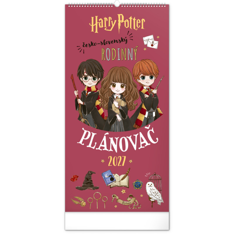 NOTIQUE Nástěnný kalendář Rodinný plánovací Harry Potter 2027, 21 x 42 cm
