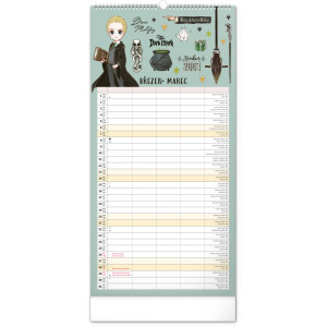 NOTIQUE Nástěnný kalendář Rodinný plánovací Harry Potter 2027, 21 x 42 cm