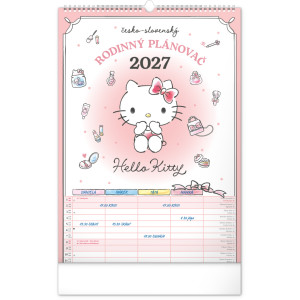 NOTIQUE Nástěnný kalendář Rodinný plánovací Hello Kitty XL 2027, 33 x 46 cm