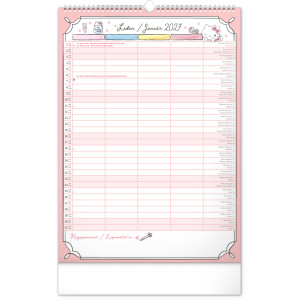 NOTIQUE Nástěnný kalendář Rodinný plánovací Hello Kitty XL 2027, 33 x 46 cm