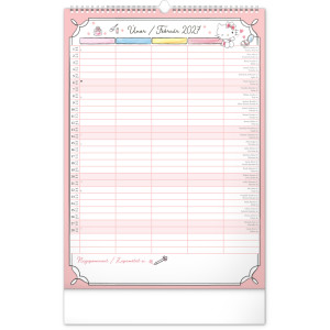 NOTIQUE Nástěnný kalendář Rodinný plánovací Hello Kitty XL 2027, 33 x 46 cm
