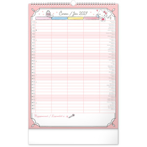 NOTIQUE Nástěnný kalendář Rodinný plánovací Hello Kitty XL 2027, 33 x 46 cm