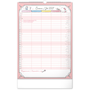 NOTIQUE Nástěnný kalendář Rodinný plánovací Hello Kitty XL 2027, 33 x 46 cm