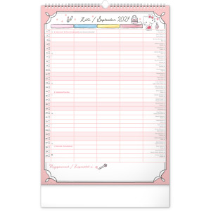 NOTIQUE Nástěnný kalendář Rodinný plánovací Hello Kitty XL 2027, 33 x 46 cm