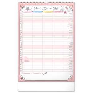 NOTIQUE Nástěnný kalendář Rodinný plánovací Hello Kitty XL 2027, 33 x 46 cm