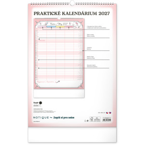NOTIQUE Nástěnný kalendář Rodinný plánovací Hello Kitty XL 2027, 33 x 46 cm