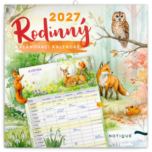 NOTIQUE Rodinný plánovací kalendář Zvířátka 2027, 30 x 30 cm
