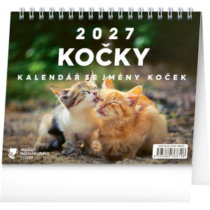 NOTIQUE Stolní kalendář Kočky – se jmény koček 2027, 16,5 x 13 cm