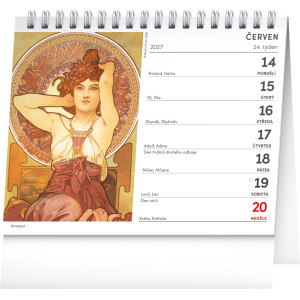 NOTIQUE Stolní kalendář Alfons Mucha 2027, 16,5 x 13 cm