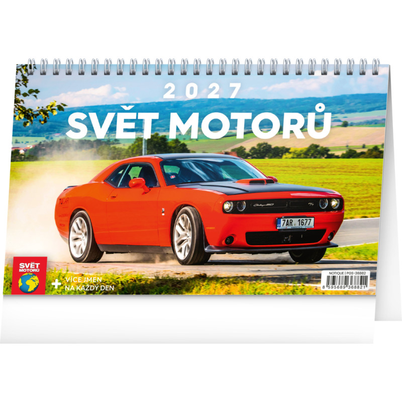 NOTIQUE Stolní kalendář Svět motorů 2027, 23,1 x 14,5 cm