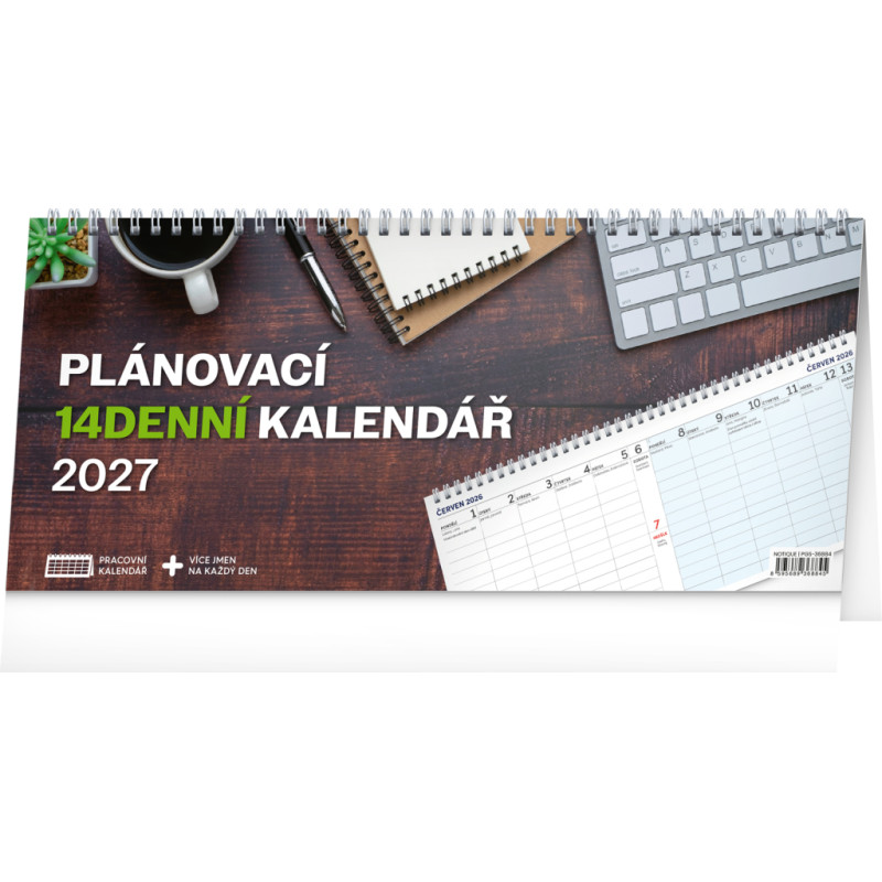NOTIQUE Stolní kalendář Pracovní 2027 – 14denní, 33 x 14,5 cm