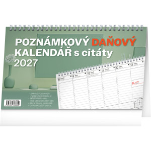 NOTIQUE Stolní kalendář Poznámkový daňový s citáty 2027, 25 x 14,5 cm