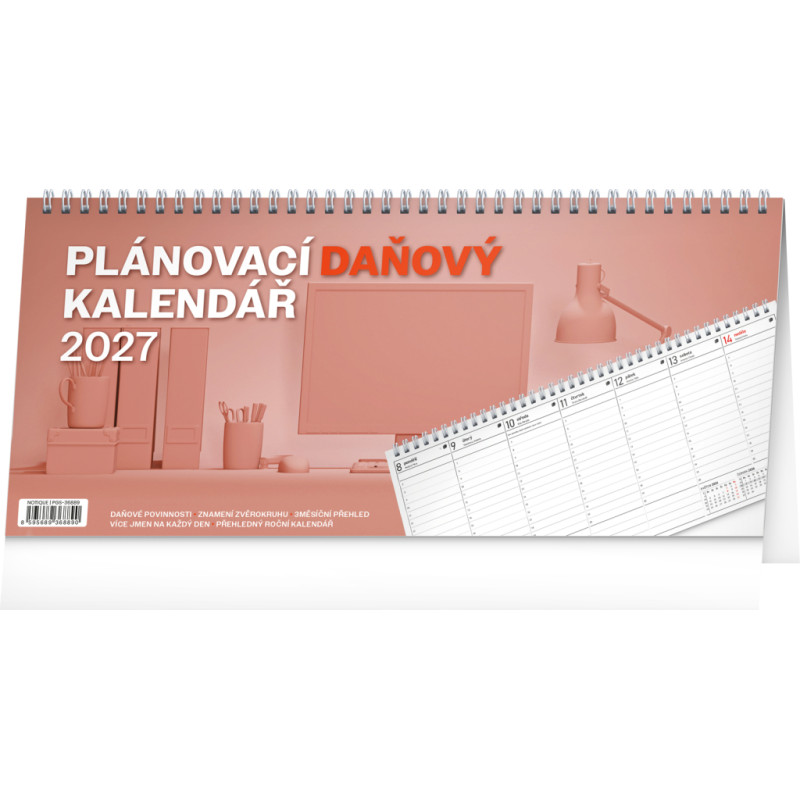 NOTIQUE Stolní kalendář Plánovací daňový 2027, 33 x 14,5 cm