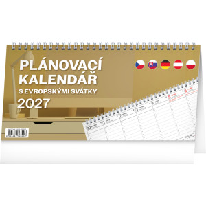 NOTIQUE Stolní kalendář Plánovací s evropskými svátky 2027, 25 x 12,5 cm