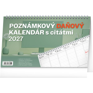 NOTIQUE Stolový kalendár Poznámkový daňový s citátmi 2027, 25 x 14,5 cm