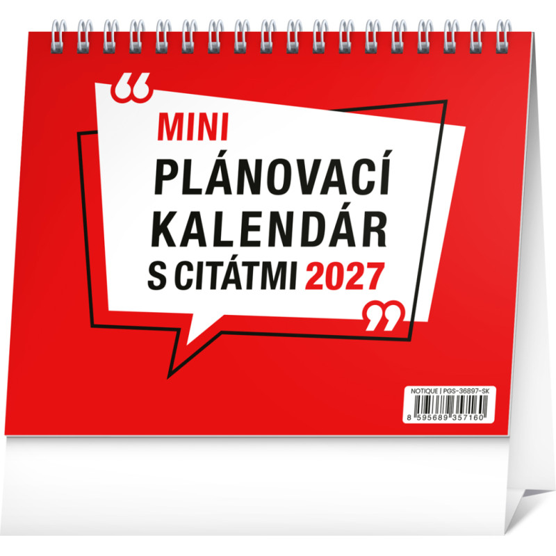 NOTIQUE Stolový kalendár Plánovací s citátmi 2027, 16,5 x 13 cm
