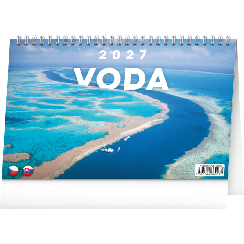 NOTIQUE Stolní kalendář Voda CZ/SK 2027, 23,1 x 14,5 cm