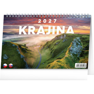 NOTIQUE Stolní kalendář Krajina CZ/SK 2027, 23,1 x 14,5 cm
