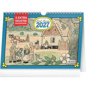 NOTIQUE Stolní kalendář Josef Lada s extra velkým kalendáriem 2027, 30 x 21 cm
