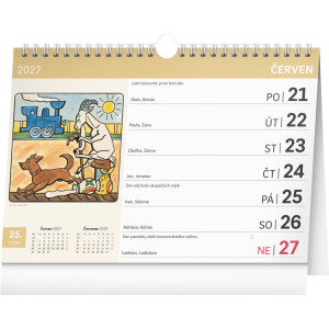 NOTIQUE Stolní kalendář Josef Lada s extra velkým kalendáriem 2027, 30 x 21 cm