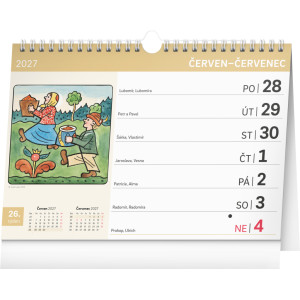 NOTIQUE Stolní kalendář Josef Lada s extra velkým kalendáriem 2027, 30 x 21 cm