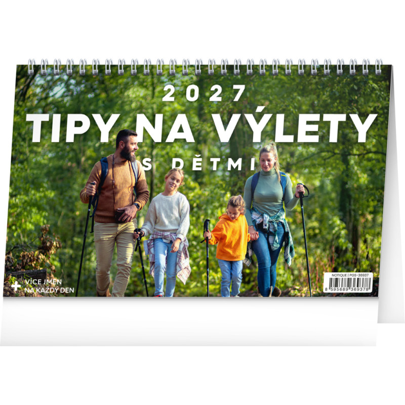 NOTIQUE Stolní kalendář Tipy na výlety s dětmi 2027, 23,1 x 14,5 cm
