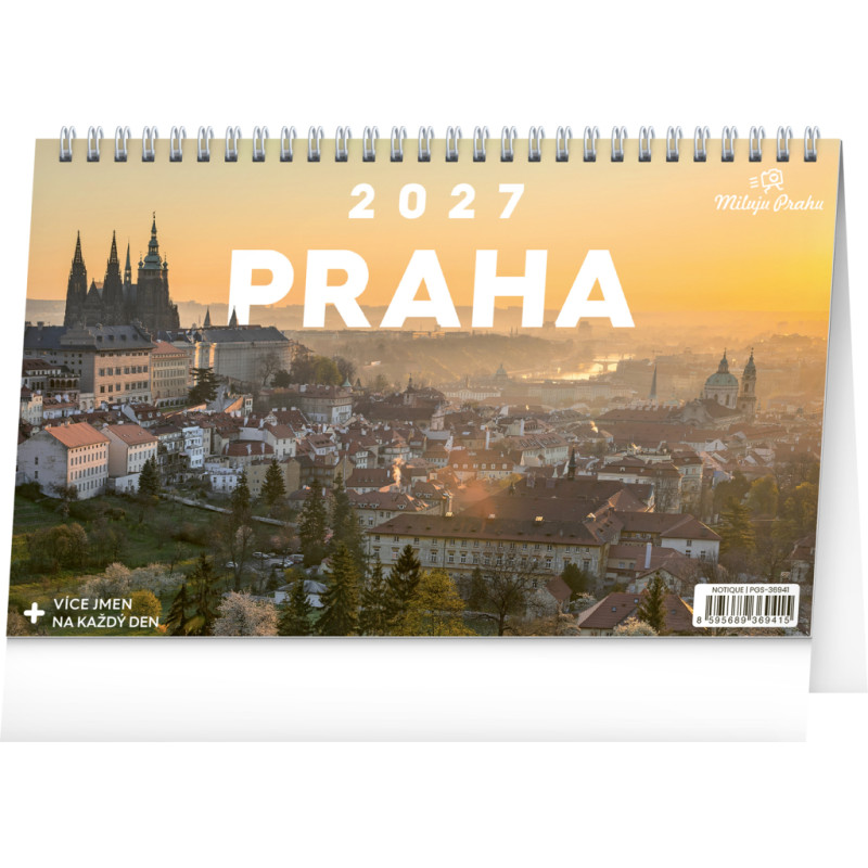 NOTIQUE Stolní kalendář Praha – Miluju Prahu 2027, 23,1 x 14,5 cm