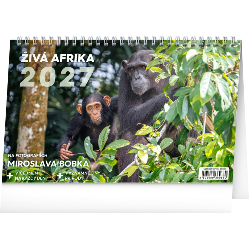 NOTIQUE Stolní kalendář Živá Afrika 2027, 23,1 x 14,5 cm