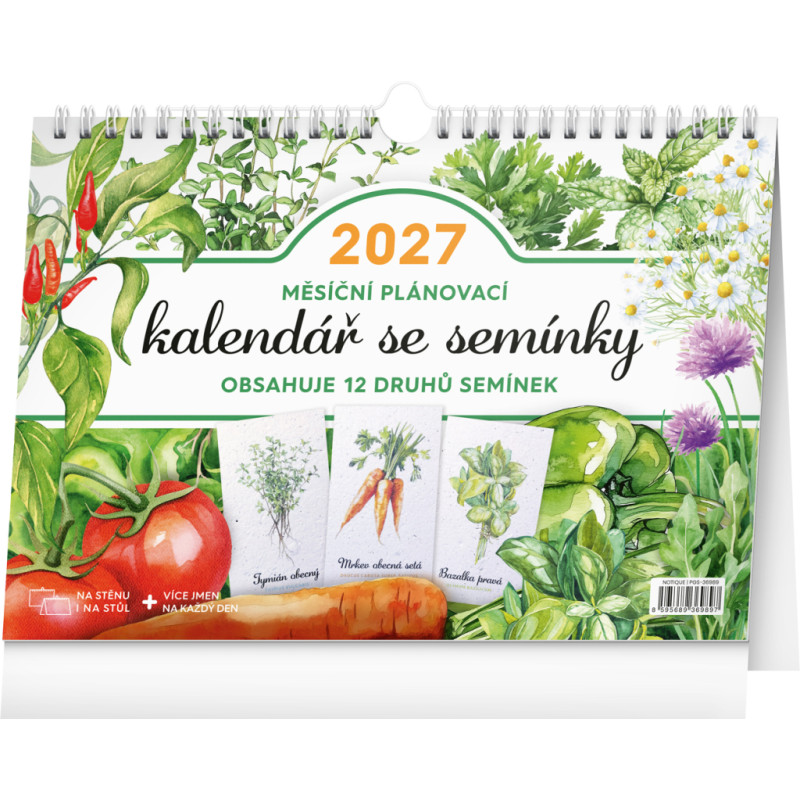 NOTIQUE Měsíční plánovací kalendář se semínky 2027, 30 x 21 cm