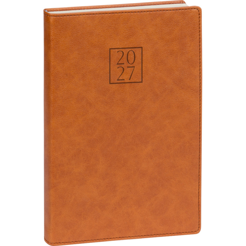 NOTIQUE Denní diář Prestigio 2027, hnědý, 15 x 21 cm