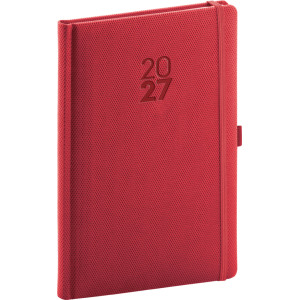 NOTIQUE Týdenní diář Diamante 2027, červený, 15 x 21 cm