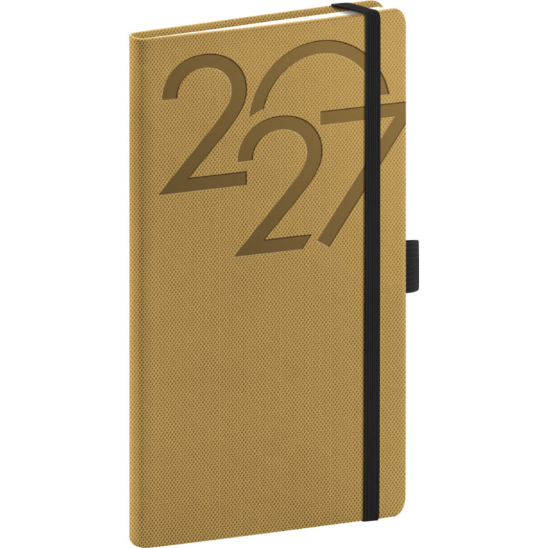 NOTIQUE Kapesní diář Ajax 2027, zlatý, 9 x 15,5 cm